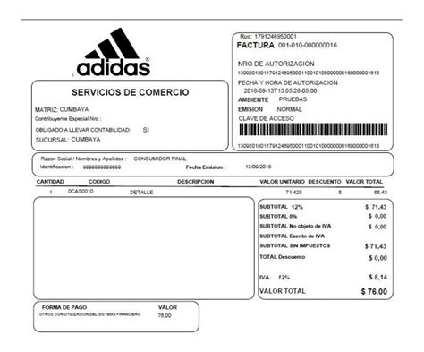 adidas factura